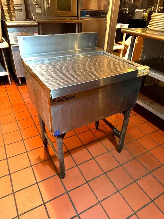 LaCrosse Stainless Steel Backbar Drain Table / Equipment Stand