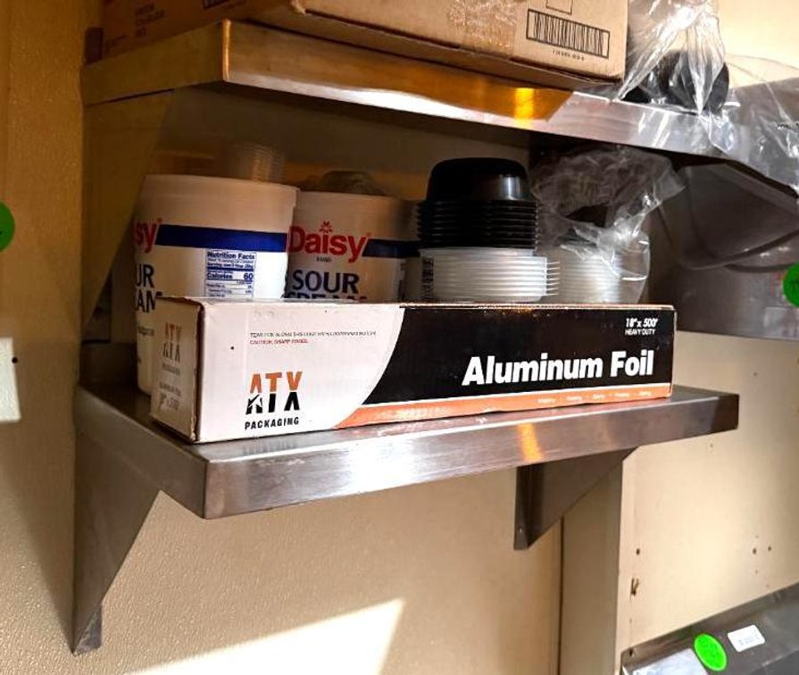 Lot of 2, Stainless Steel Wall-Mount Shelves, 24in x 12in