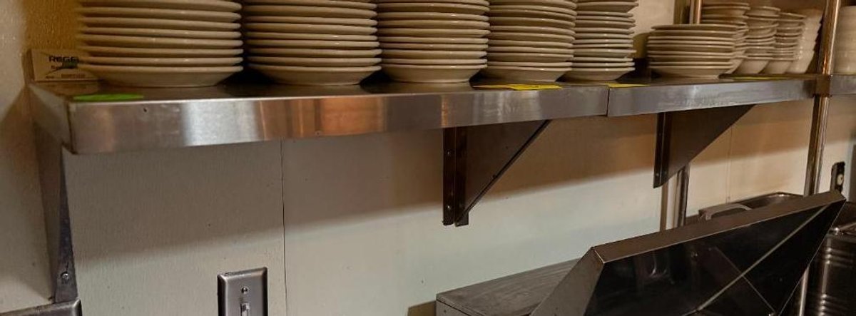 Lot of 2, Regency Stainless Steel Wall-Mount Shelves, Each. 24in x 12in