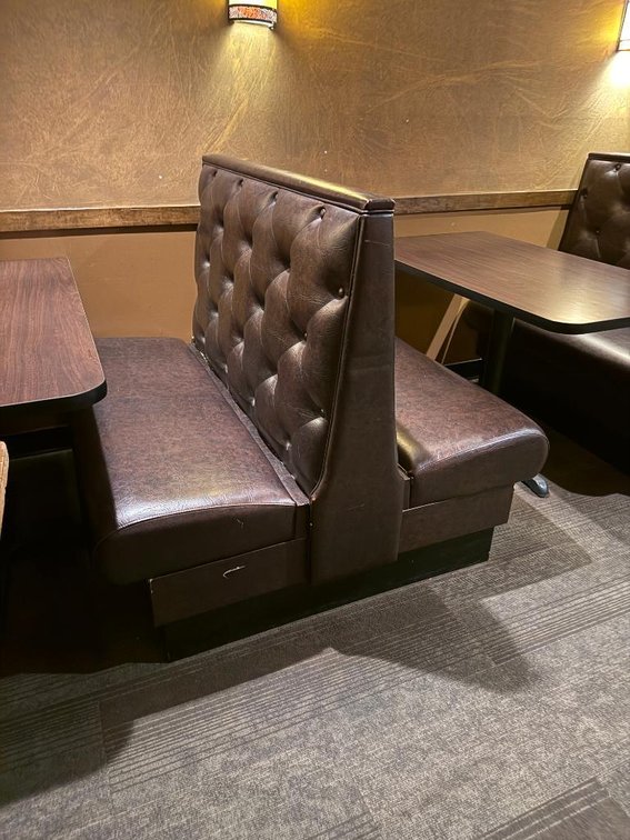Lot of 3, Back-to-Back Tufted Padded Restaurant Booths, 48in (NOTE: No End Cap Units Included)