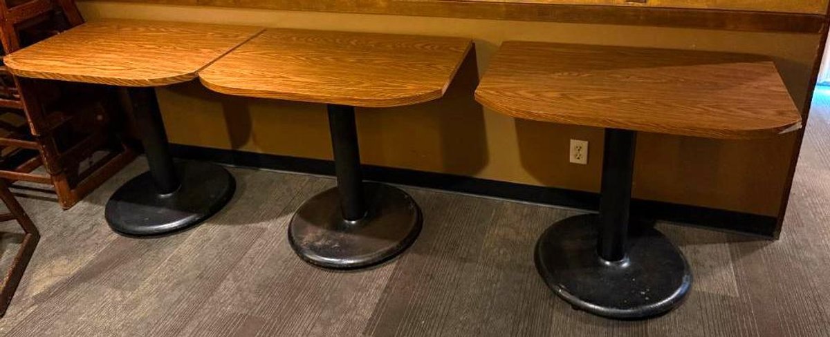 Lot of 3, Unique Flush-Side Laminate Top Tables, 36in x 24in x 28-1/2in H