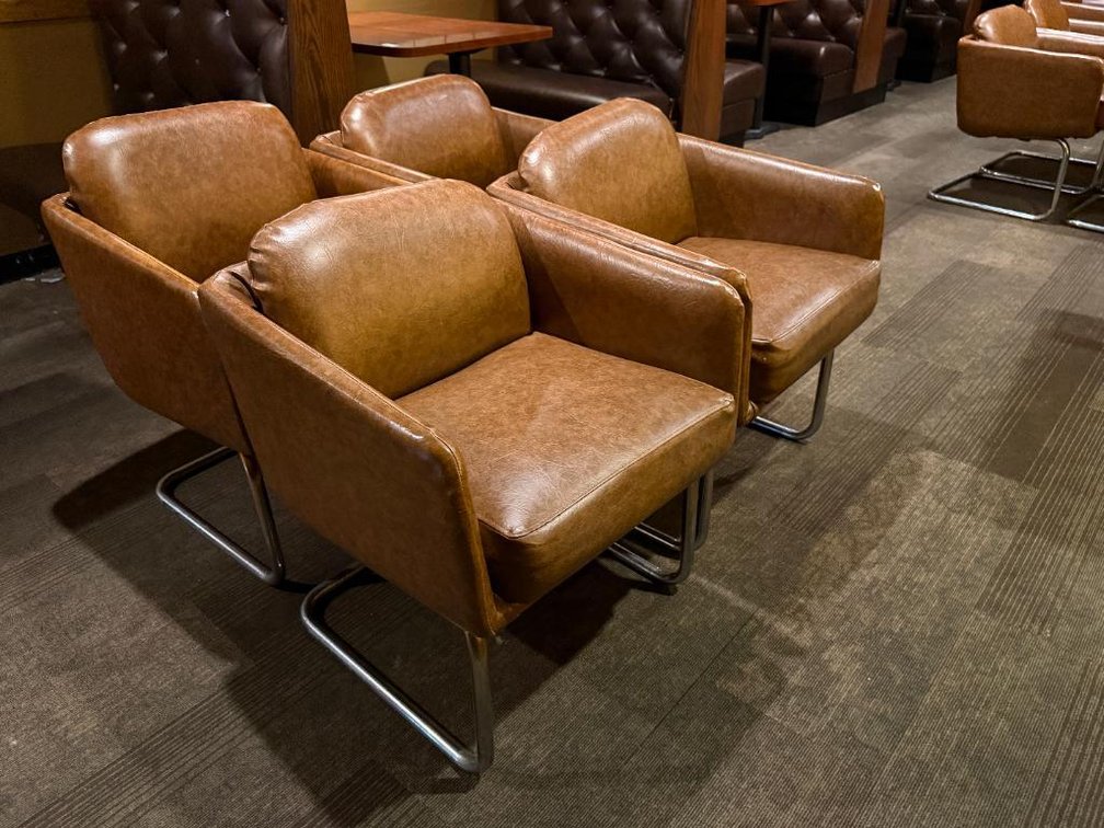 Lot of 4, Jerico's Steakhouse Vintage Leather & Chrome Chairs, Sold High Bid x's 4, So Much Per Chair x's 4