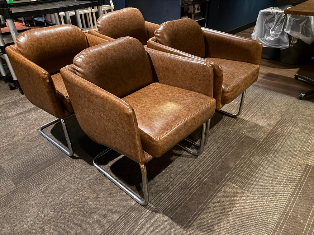 Lot of 4, Jerico's Steakhouse Vintage Leather & Chrome Chairs, Sold High Bid x's 4, So Much Per Chair x's 4