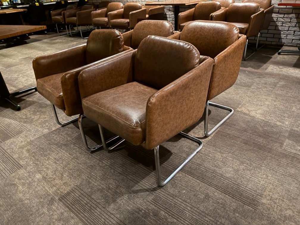 Lot of 4, Jerico's Steakhouse Vintage Leather & Chrome Chairs, Sold High Bid x's 4, So Much Per Chair x's 4