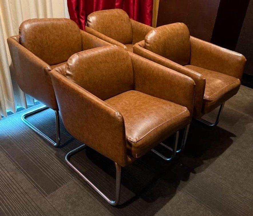 Lot of 4, Jerico's Steakhouse Vintage Leather & Chrome Chairs, Sold High Bid x's 4, So Much Per Chair x's 4
