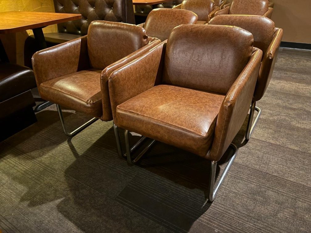 Lot of 4, Jerico's Steakhouse Vintage Leather & Chrome Chairs, Sold High Bid x's 4, So Much Per Chair x's 4