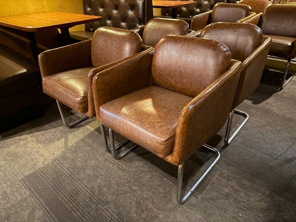 Lot of 4, Jerico's Steakhouse Vintage Leather & Chrome Chairs, Sold High Bid x's 4, So Much Per Chair x's 4