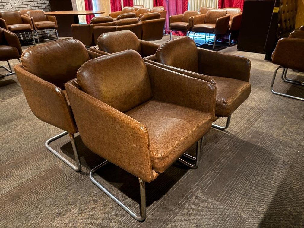 Lot of 4, Jerico's Steakhouse Vintage Leather & Chrome Chairs, Sold High Bid x's 4, So Much Per Chair x's 4