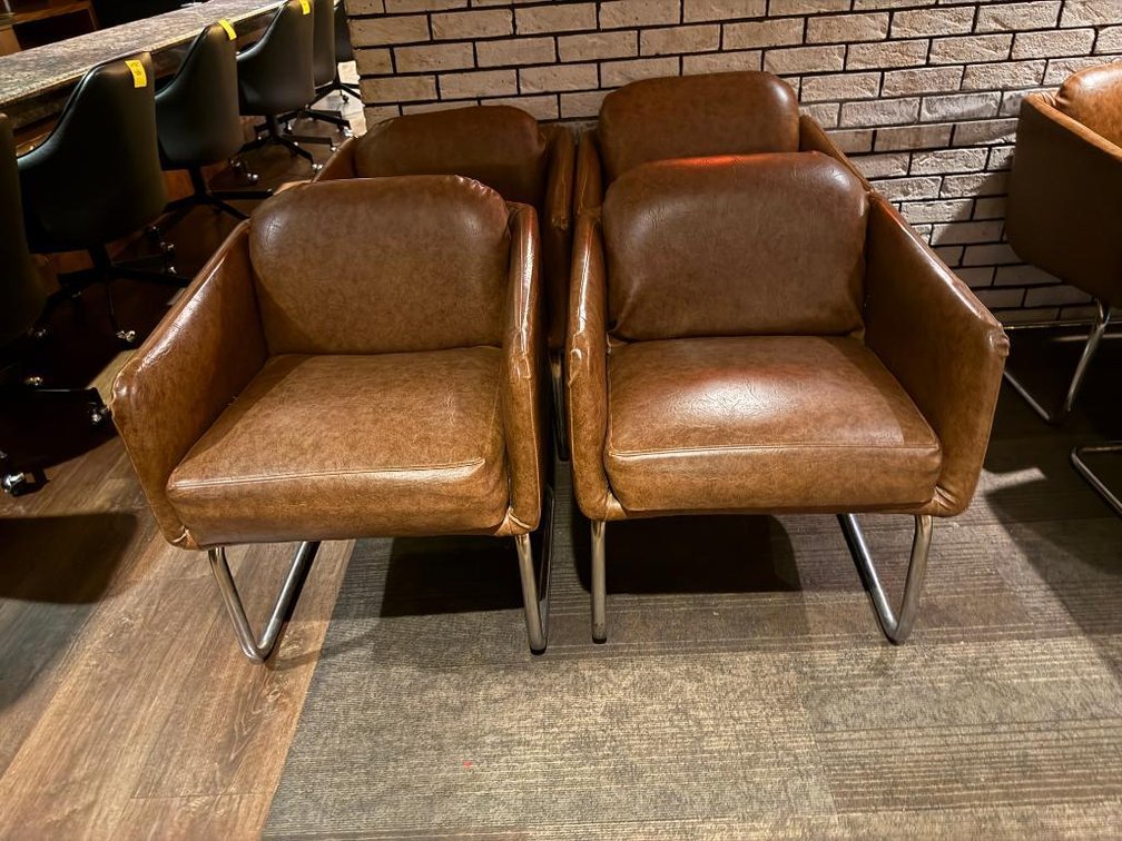 Lot of 4, Jerico's Steakhouse Vintage Leather & Chrome Chairs, Sold High Bid x's 4, So Much Per Chair x's 4