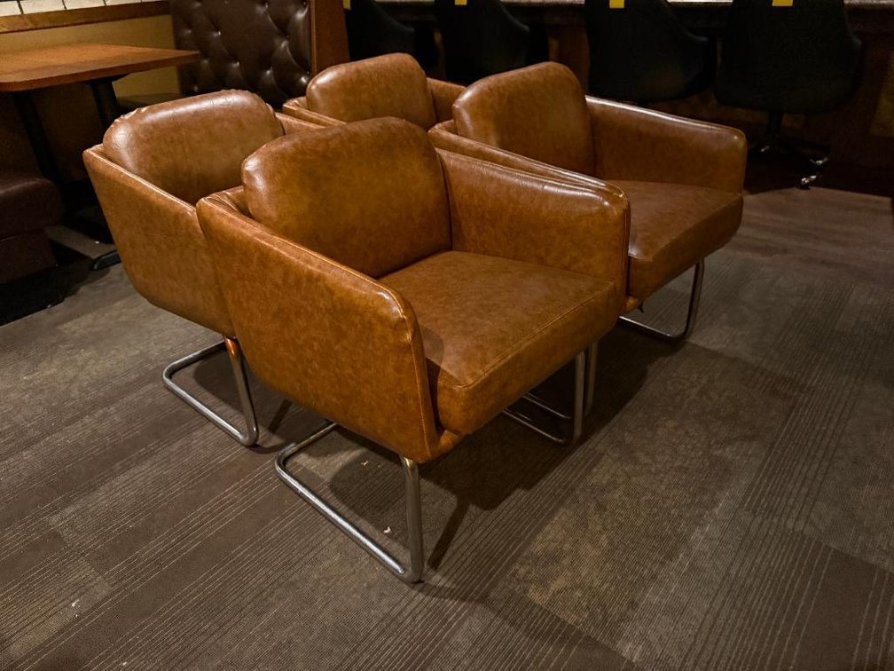 Lot of 4, Jerico's Steakhouse Vintage Leather & Chrome Chairs, Sold High Bid x's 4, So Much Per Chair x's 4