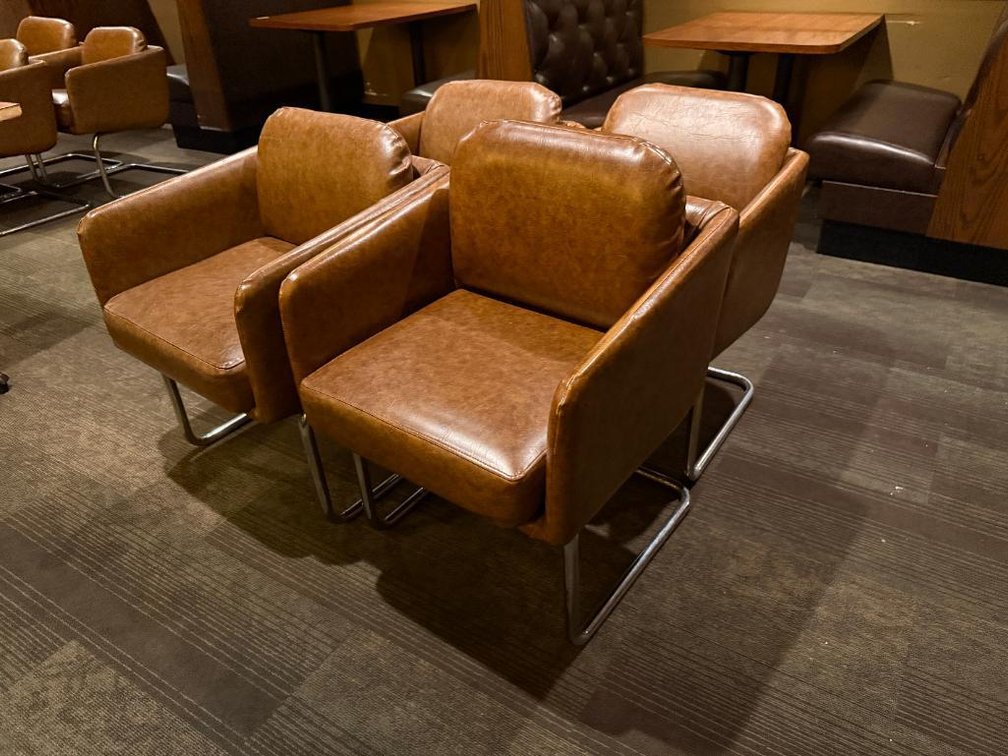 Lot of 4, Jerico's Steakhouse Vintage Leather & Chrome Chairs, Sold High Bid x's 4, So Much Per Chair x's 4