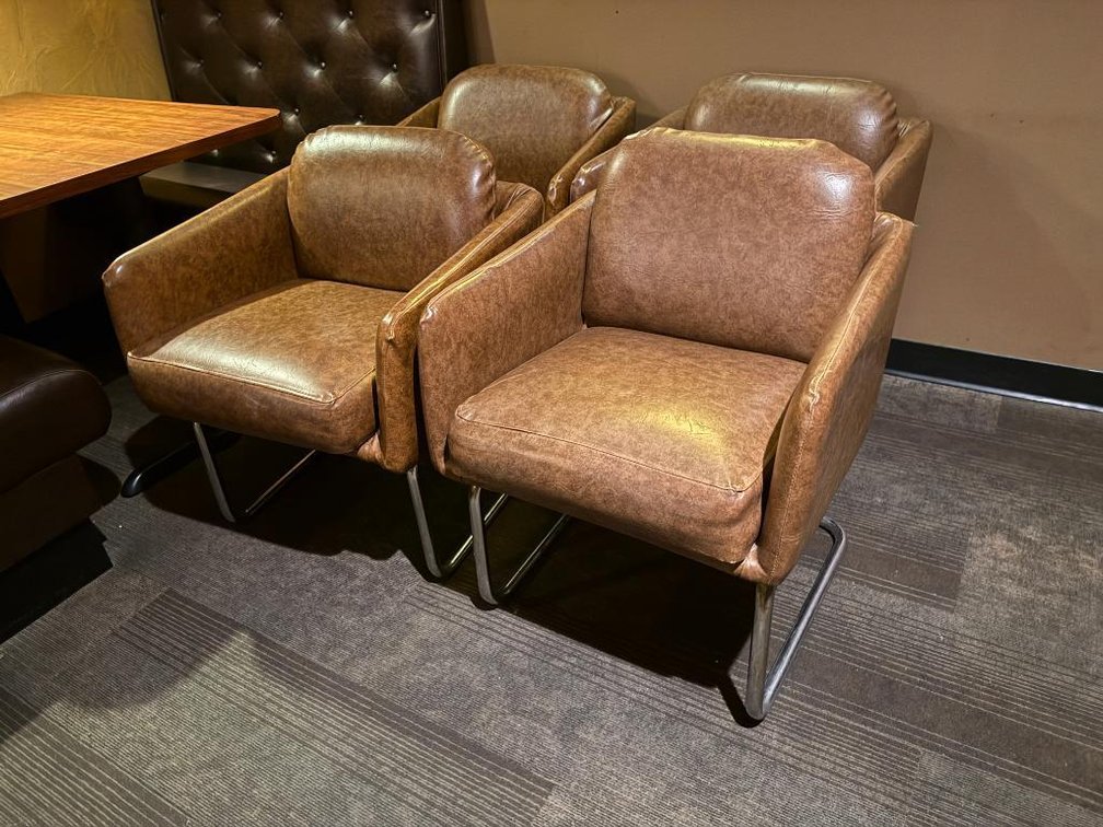 Lot of 4, Jerico's Steakhouse Vintage Leather & Chrome Chairs, Sold High Bid x's 4, So Much Per Chair x's 4
