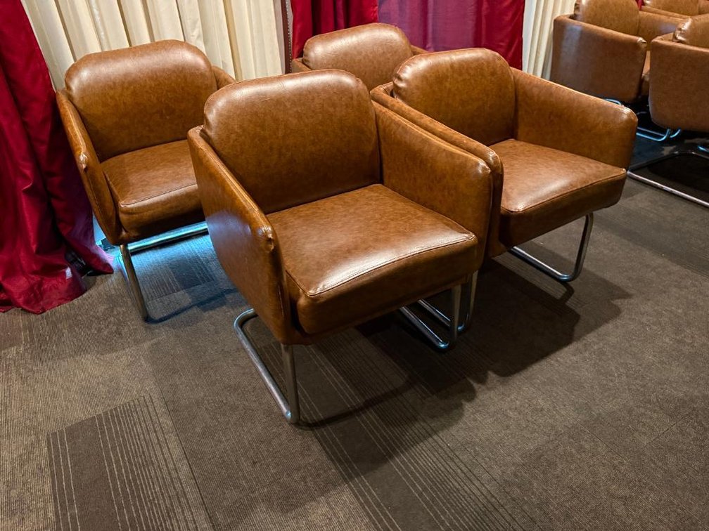 Lot of 4, Jerico's Steakhouse Vintage Leather & Chrome Chairs, Sold High Bid x's 4, So Much Per Chair x's 4