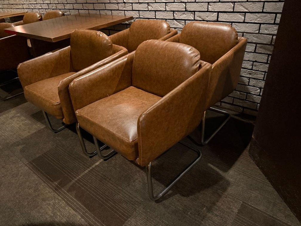 Lot of 4, Jerico's Steakhouse Vintage Leather & Chrome Chairs, Sold High Bid x's 4, So Much Per Chair x's 4