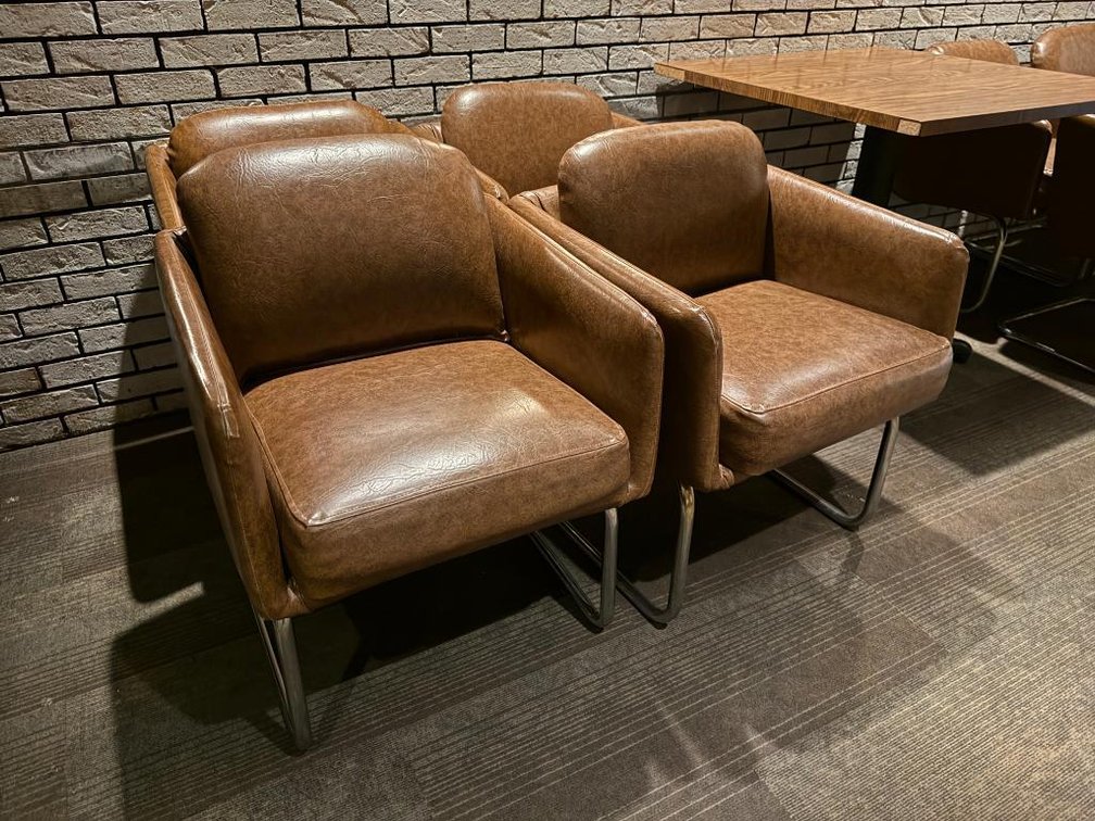 Lot of 4, Jerico's Steakhouse Vintage Leather & Chrome Chairs, Sold High Bid x's 4, So Much Per Chair x's 4
