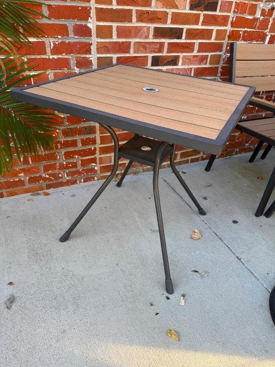 Patio Table, 28in Square, Steel Frame, Composite Boad Surface