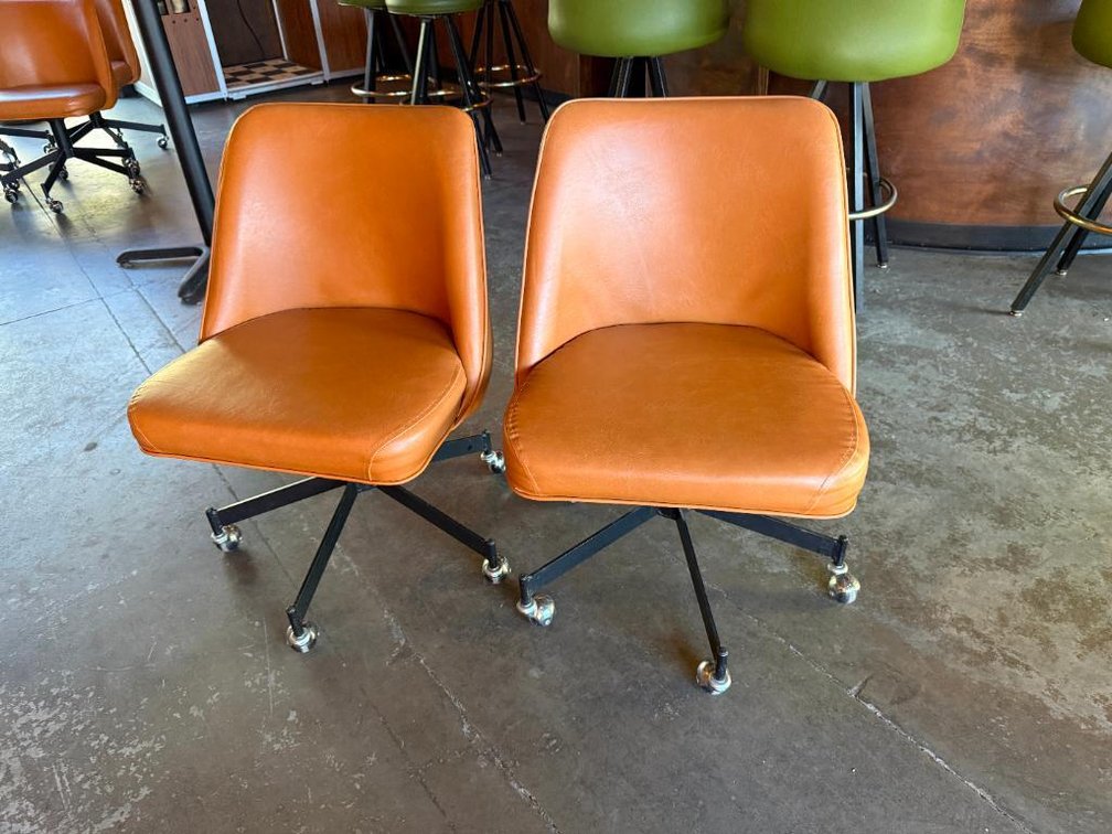 Two, High-Quality Swivel Rolling Lounge Chairs, Barel Seats, Sold High Bid x's 2