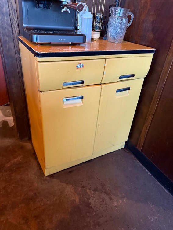 Vintage-Style Metal Cabinet w/ Countertop, 24in x 30in x 36in H, Lower Storage