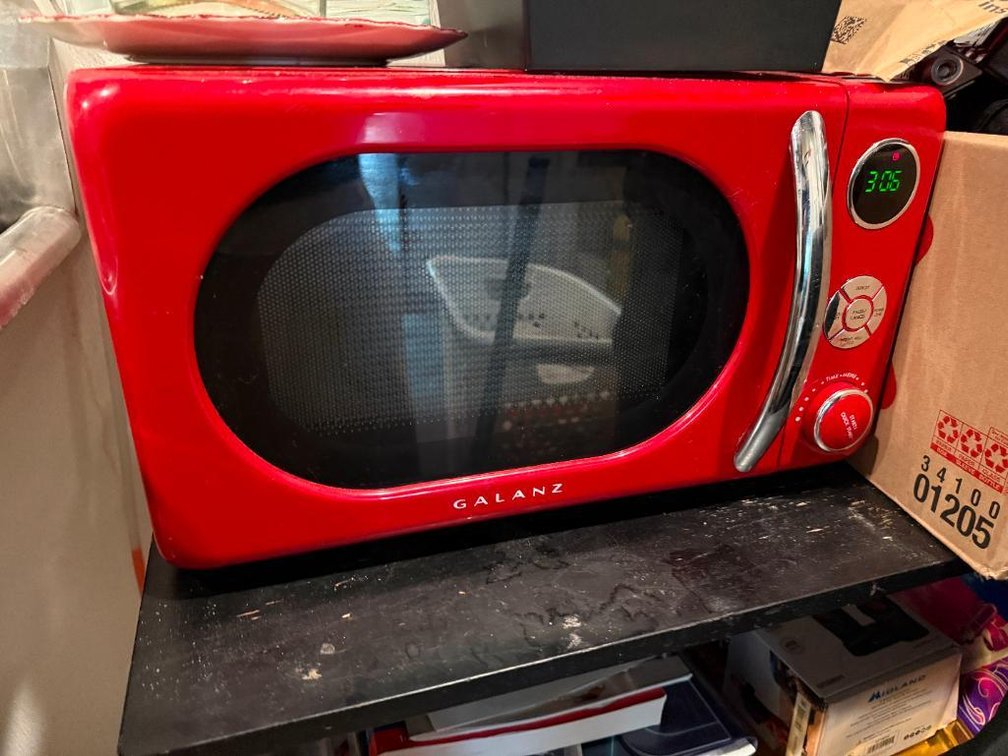 Red Retro Galanz Microwave