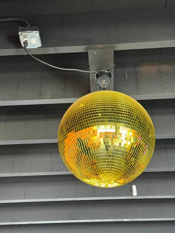 Rotating Disco Ball, Gold Color, Electric, Approx. 24in - 30in Diameter