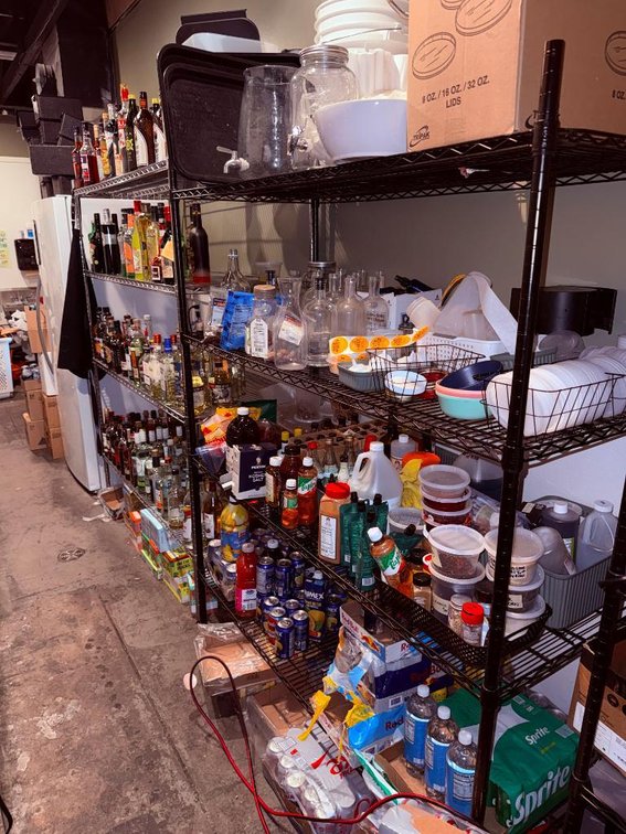 Black Epoxy Restaurant Shelving Unit, 75in x 60in x 24in