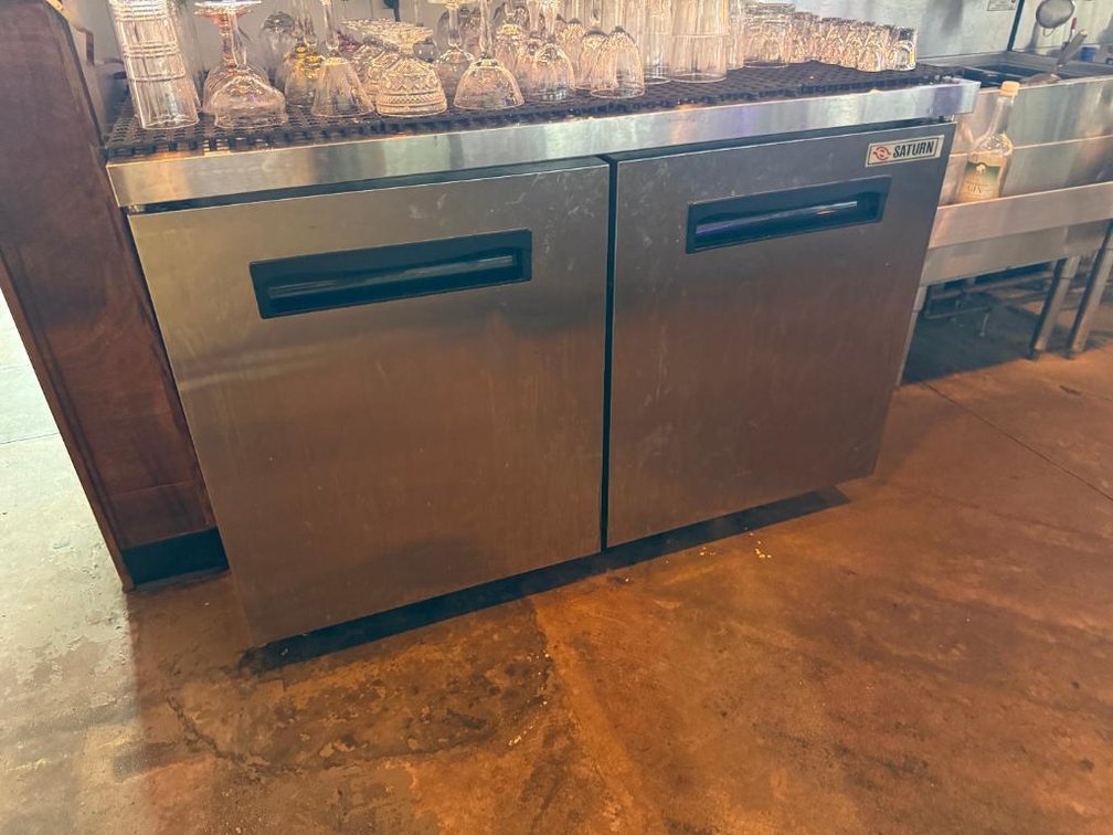 Saturn Model USC-48, 2-Section Stainless Steel Commercial Worktop Refrigerator, Mobile Base