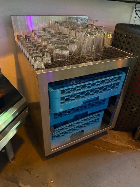 KROWNE Model KR18-GSB1 - 24in Closed Glass Storage Cabinet w/ Drain Table Top
