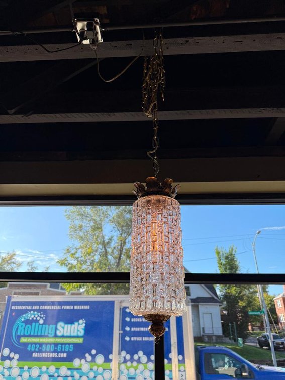 Vintage Mid-Century Modern Hanging Swag Lamp, Ornate & Original, Works Great