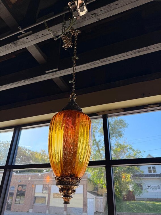 Vintage Mid-Century Modern Hanging Swag Lamp, Ornate & Original, Works Great