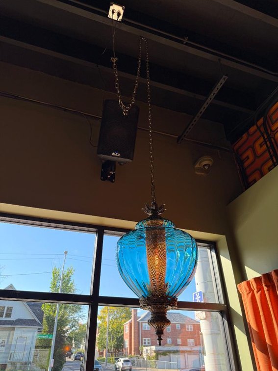 Vintage Mid-Century Modern Hanging Swag Lamp, Ornate & Original, Works Great
