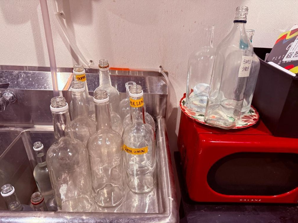 Group of Plastic & Glass Bottles, Used for Homemade Syrups and Mixes, See Images
