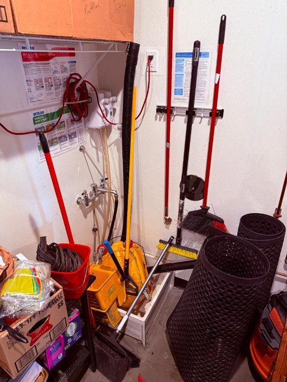 Janitorial Supplies, Commercial Mop Bucket, Brooms, Dust Pans, Mops, See Images
