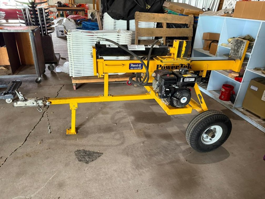 PowerTek Model 516V-H 20-Ton Horizontal / Vertical Gas Log Splitter w/ Honda Gas Engine, Pull-Behind Tow