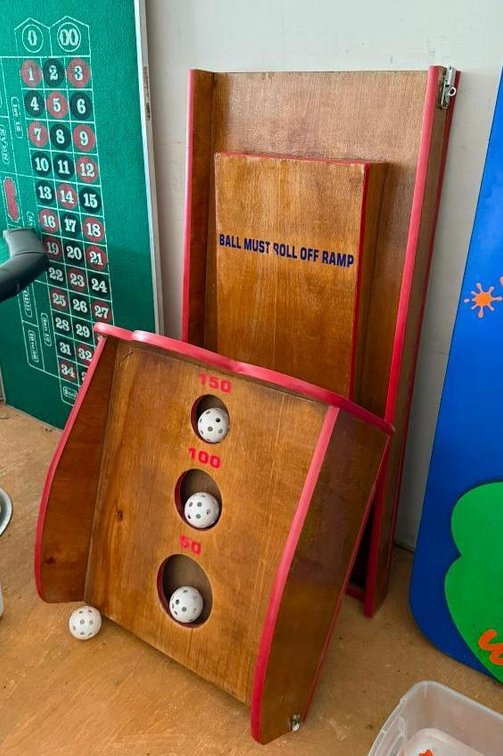 Portable Wood 2-Part Skee-Ball Carnival Game