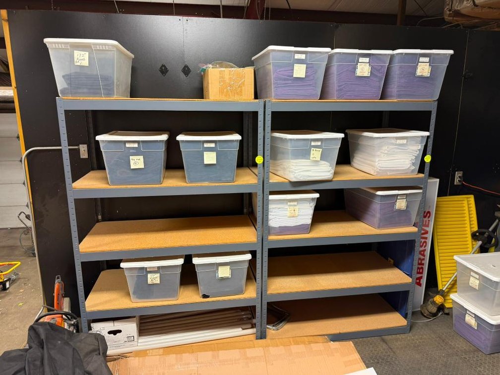 Lot of 4 Steel Shelving Units, Adjustable Shelves, All for One Bid