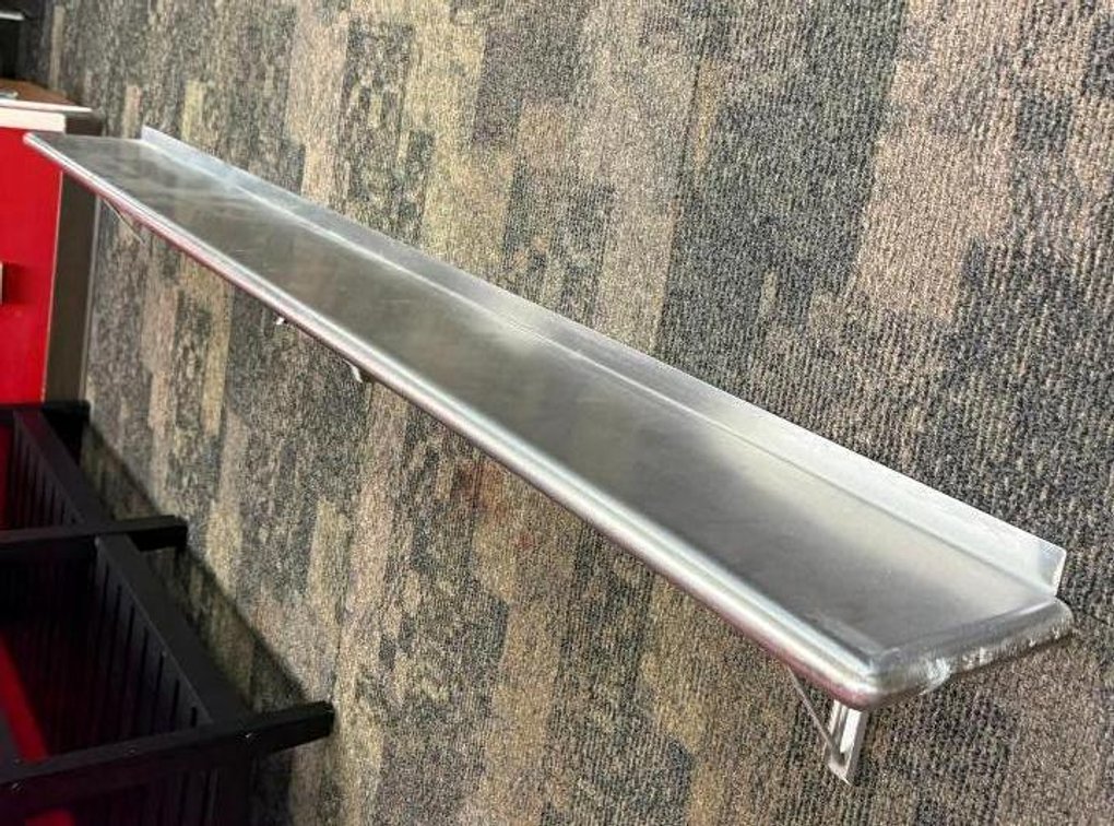 Stainless Steel Wall-Mount Shelf, 8ft x 10in
