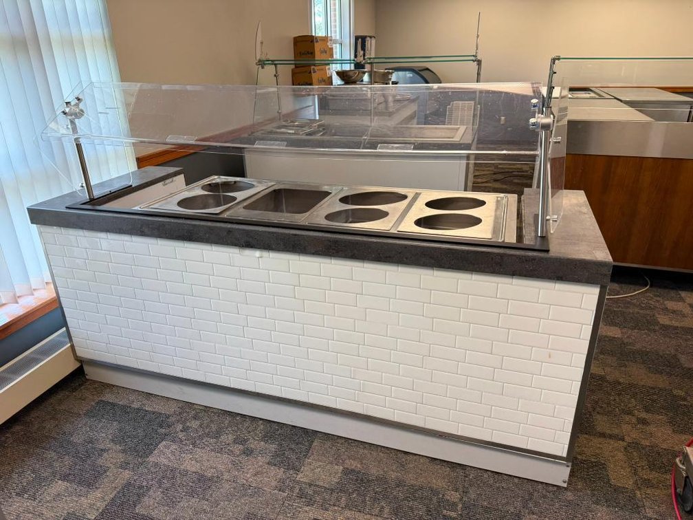 Atlas Four Pan, Electric Steam Table / Hot Food Buffet, Mobile Base, Sneeze Guard, Set-N-Serve Food Warmer Steam Table