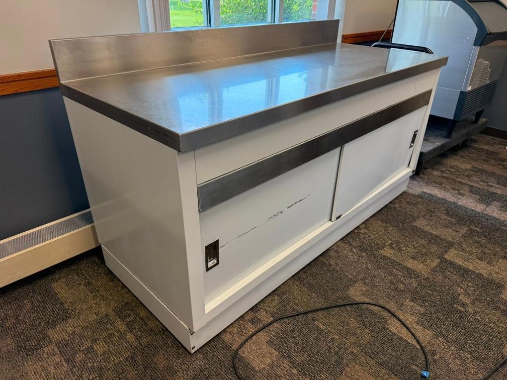 Commercial Worktop Base Cabinet w/ Lower Storage Areas, 74in x 31in x 36in H, Stainless Steel Top, Mobile Base