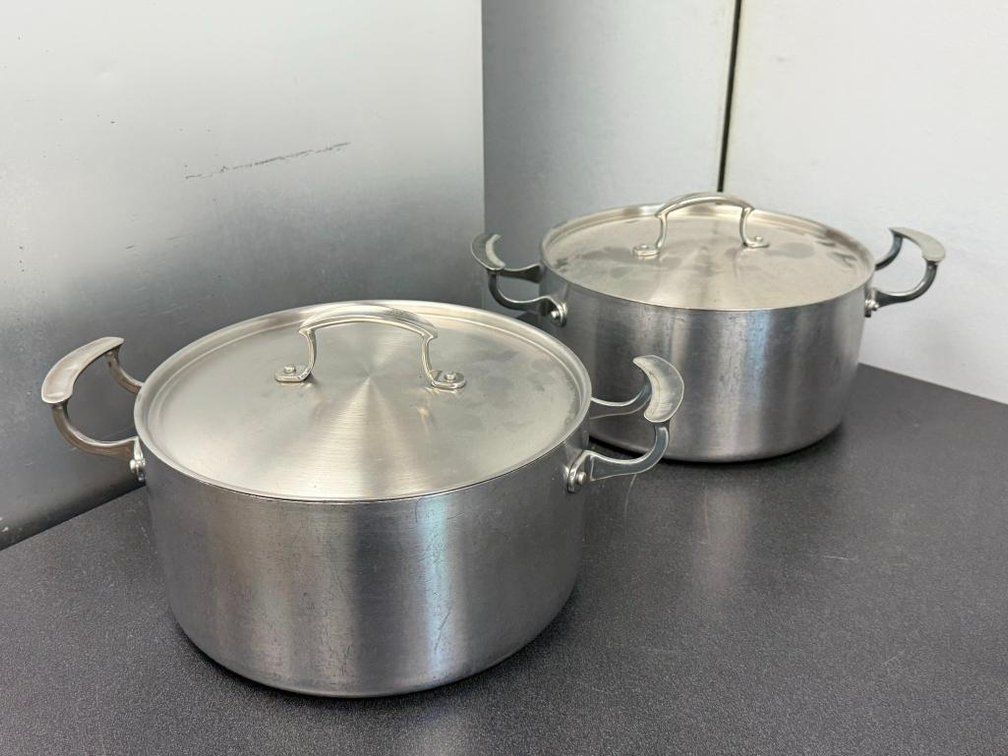 Lot of 2, Vollrath NSF 49441 - Miramar Stainless Steel, 7-Quart Induction Casserole Pans, w/ Lids