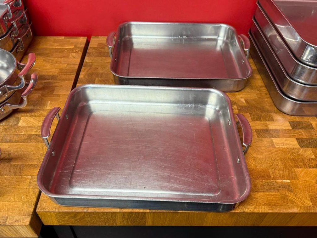 Lot of 2, Vollrath 49433 Miramar Display 4.6 Qt. Tri-Ply Stainless Steel Roasting Pan - 14 11/16" x 11 13/16" x 2"