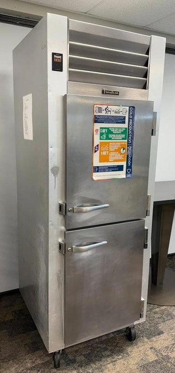 Traulsen G10000 Half Door Reach-In Refrigerator on Mobile Base, 2-Section, 2-Door