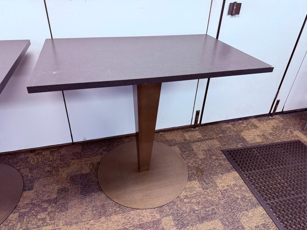 Contemporary High-Top Table, 48in x 30in x 40in H, Tapered Single-Pedestal Base