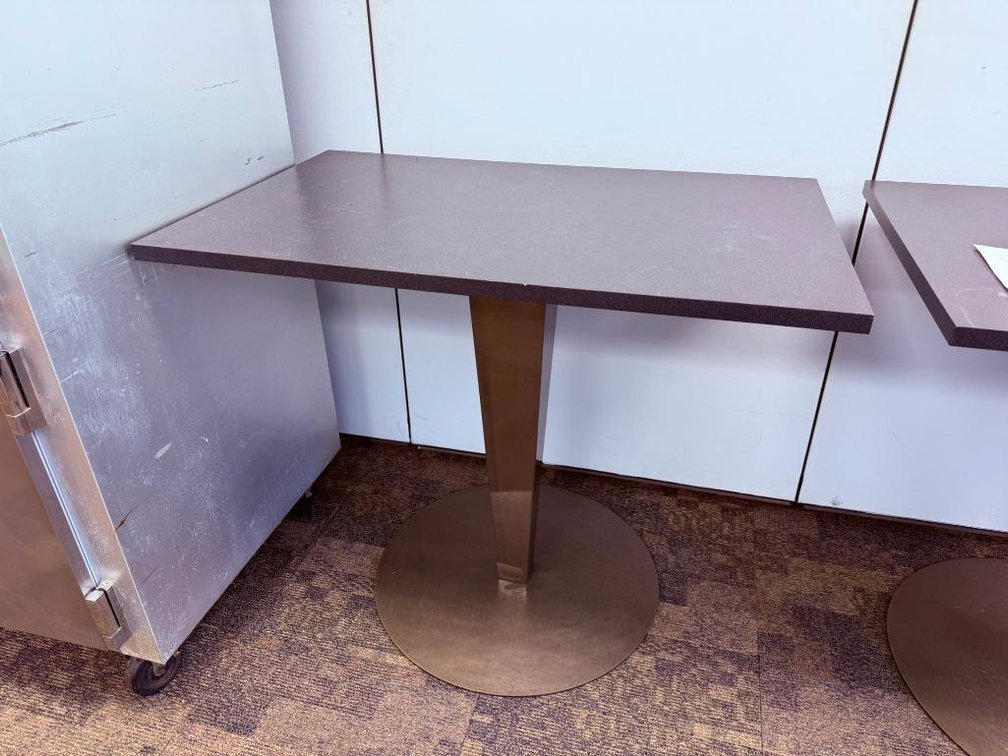 Contemporary High-Top Table, 48in x 30in x 40in H, Tapered Single-Pedestal Base