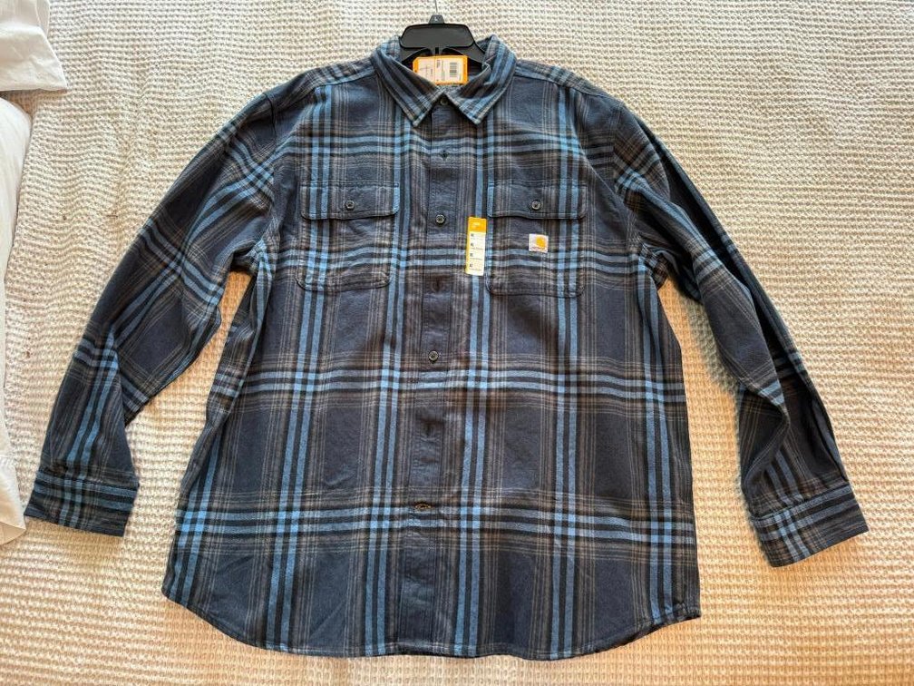 New Carhartt Loose Fit heavyweight Flannel Long Sleeve Plaid Shirt, Size XL - New w/ Tags