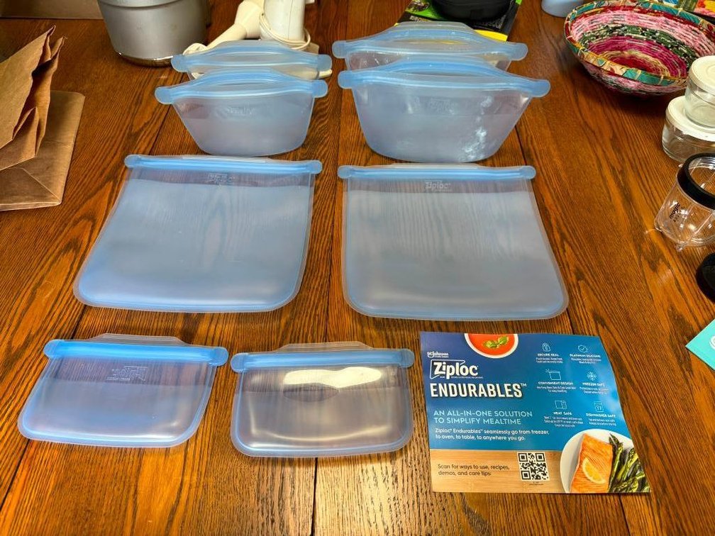 Set of 8, ZipLoc Endurables, Freezer, Hot Food, Microwave and Dishwasher Safe - Reuseable Food Container Bags