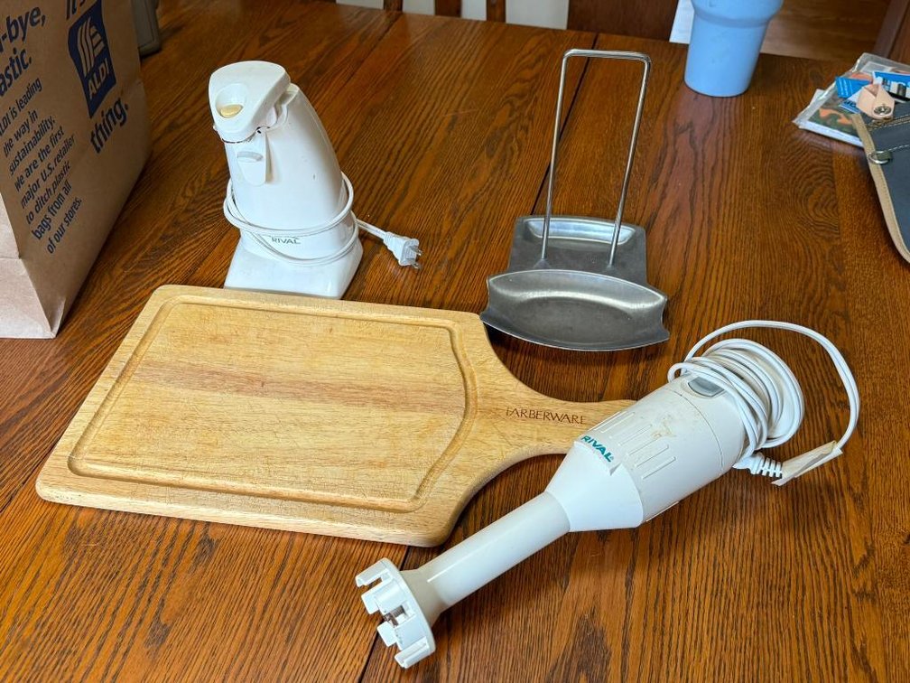 Electric Can Opener, Hand Blender, Cutting Board and Large Spoon Rest