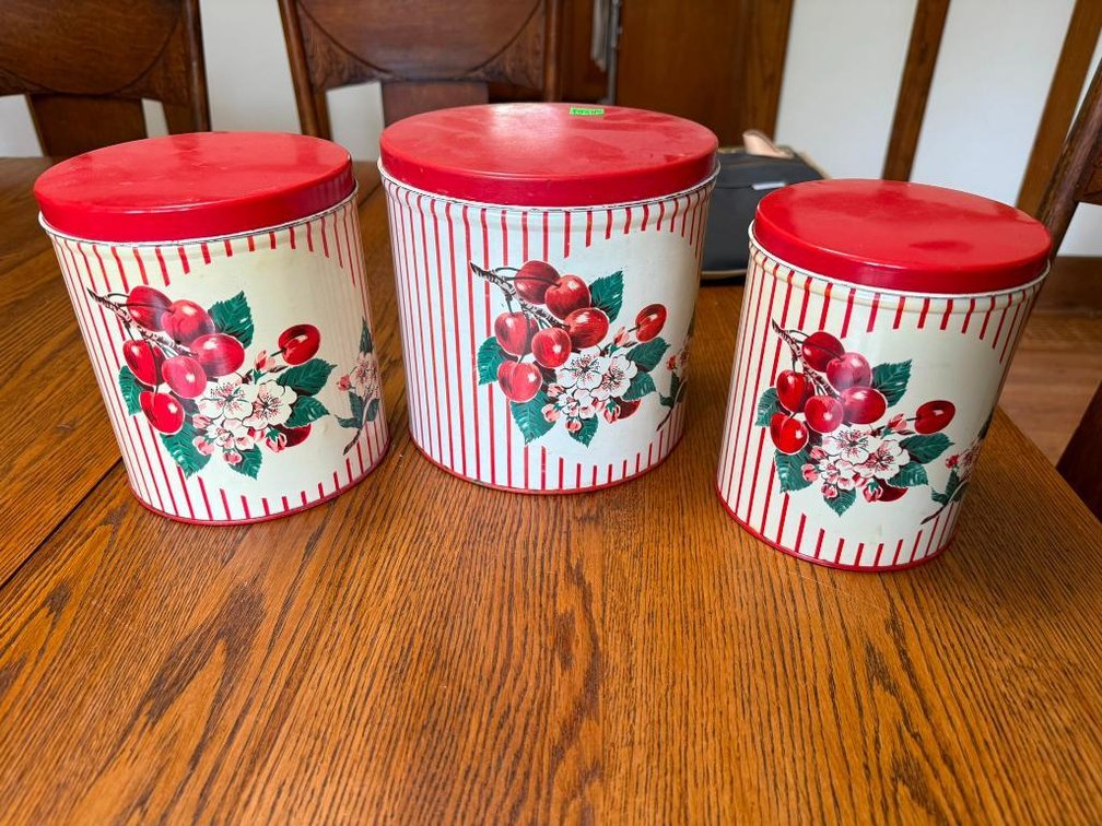 Vintage Tin Canister Set, c. 1940's