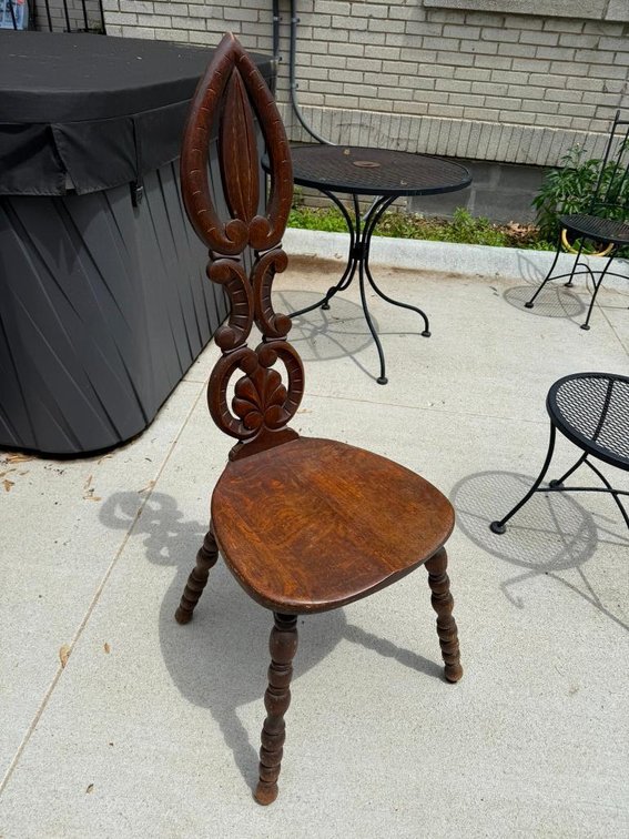 Victorian Solid Wood Dressing Room Chair w/ Barley Twist Legs, VG Condition