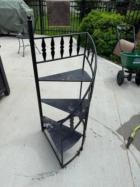 Curved Wrought Iron Stairstep Plant Stand or Display Shelf