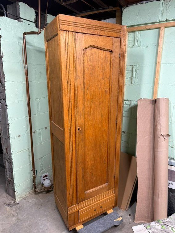 Antique Pine Chimney Cupboard, 73in H x 24in W x 18in D, w/ Shelves, Lower Drawer, VG Condition